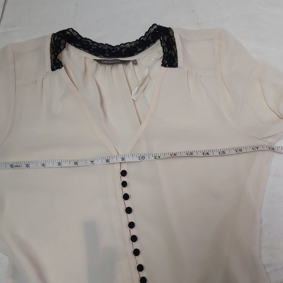 SANDWICH Chiffon Ivory Blouse - Picture 11 of 12